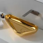 Lavabo moderno da appoggio in ceramica oro fatto in Italia Sofia Viadurini