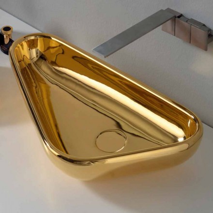 Lavabo moderno da appoggio in ceramica oro fatto in Italia Sofia Viadurini