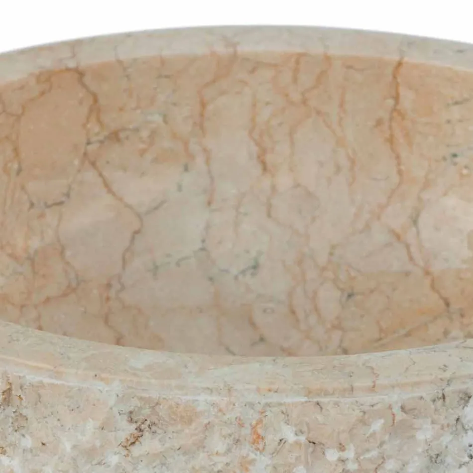 Lavabo moderno da appoggio in pietra naturale bianca Lola, pezzo unico Viadurini