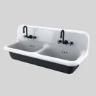 Lavabo moderno da muro a doppia vasca in ceramica di design Jack Viadurini