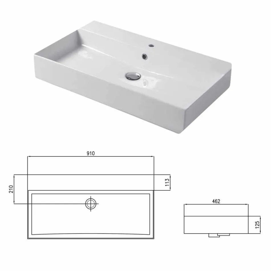 Lavabo Monoforo da Appoggio o Parete in Ceramica Colarata Leivi Viadurini