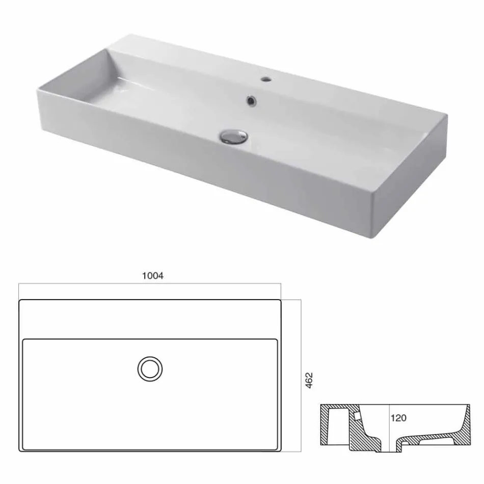 Lavabo Monoforo da Appoggio o Parete in Ceramica Colarata Leivi Viadurini