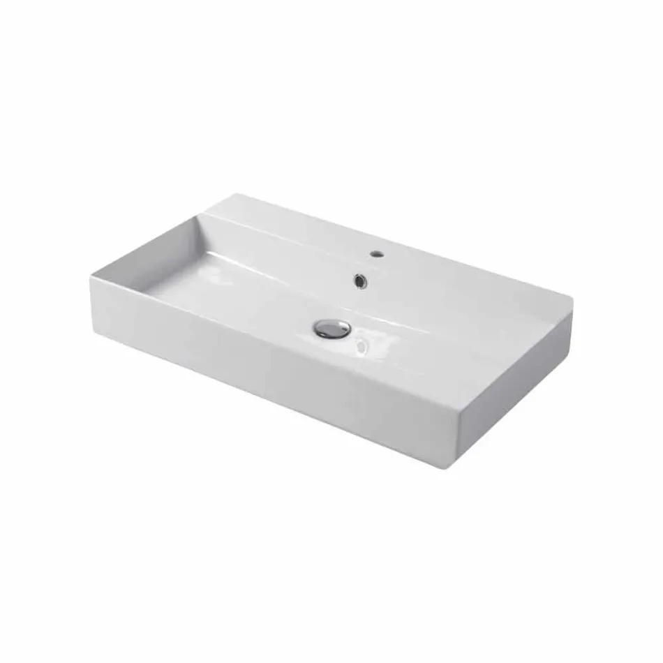 Lavabo Monoforo da Appoggio o Parete in Ceramica Colarata Leivi Viadurini
