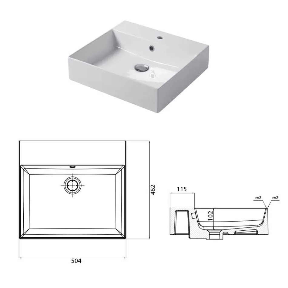 Lavabo Monoforo da Appoggio o Parete in Ceramica Colarata Leivi Viadurini