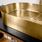 Lavabo Ovale da Appoggio in Acciaio Inox in Diverse Finiture - Anemone Viadurini