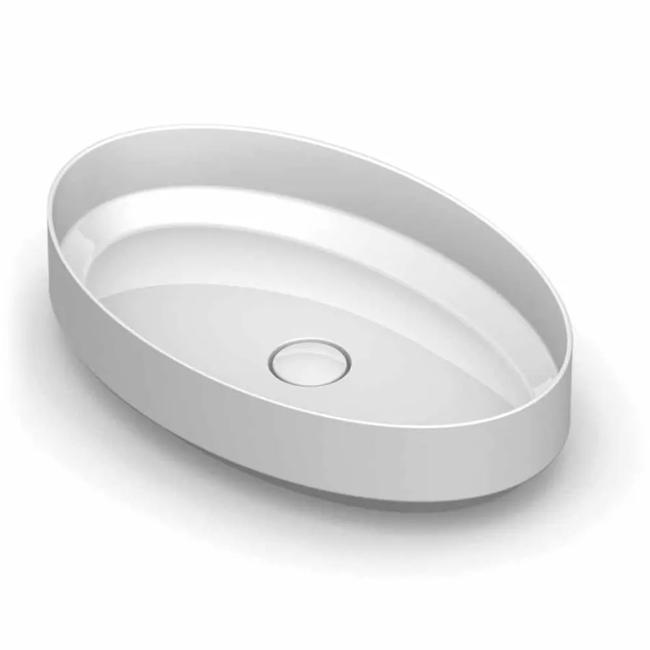 Lavabo ovale da appoggio in ceramica di design made in Italy, Yoel Viadurini