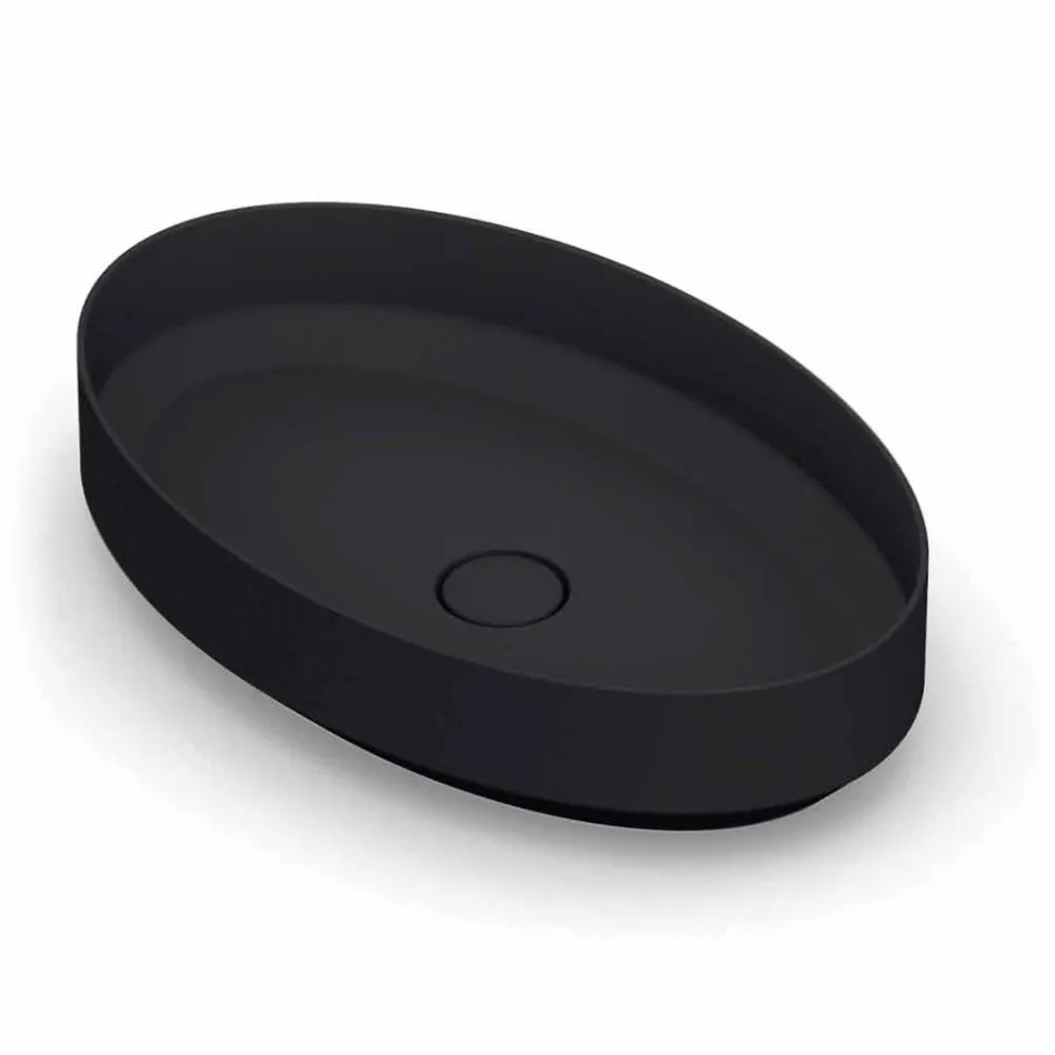 Lavabo ovale da appoggio in ceramica di design made in Italy, Yoel Viadurini