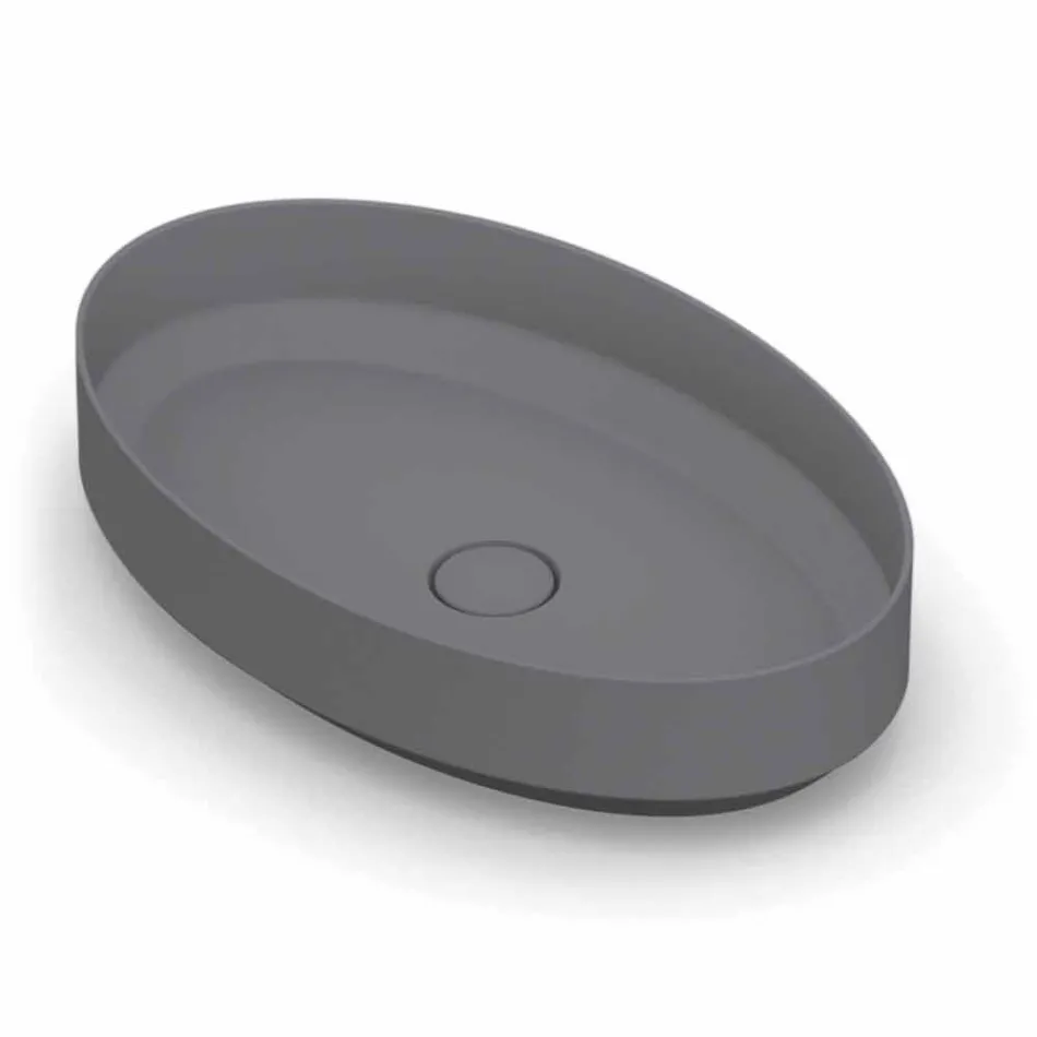 Lavabo ovale da appoggio in ceramica di design made in Italy, Yoel Viadurini