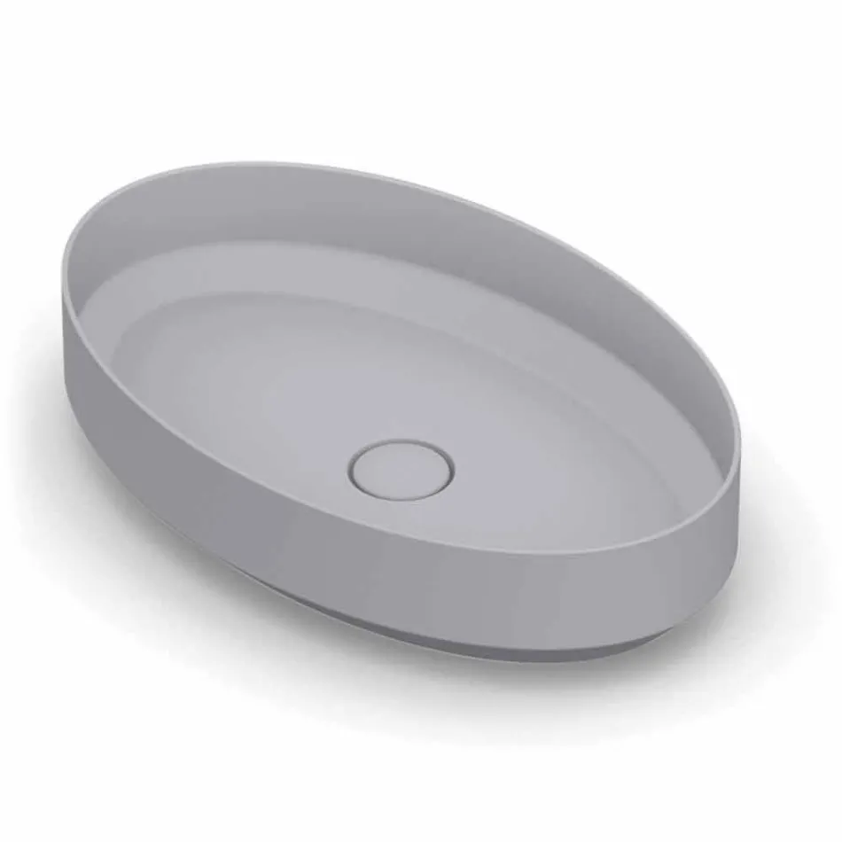 Lavabo ovale da appoggio in ceramica di design made in Italy, Yoel Viadurini