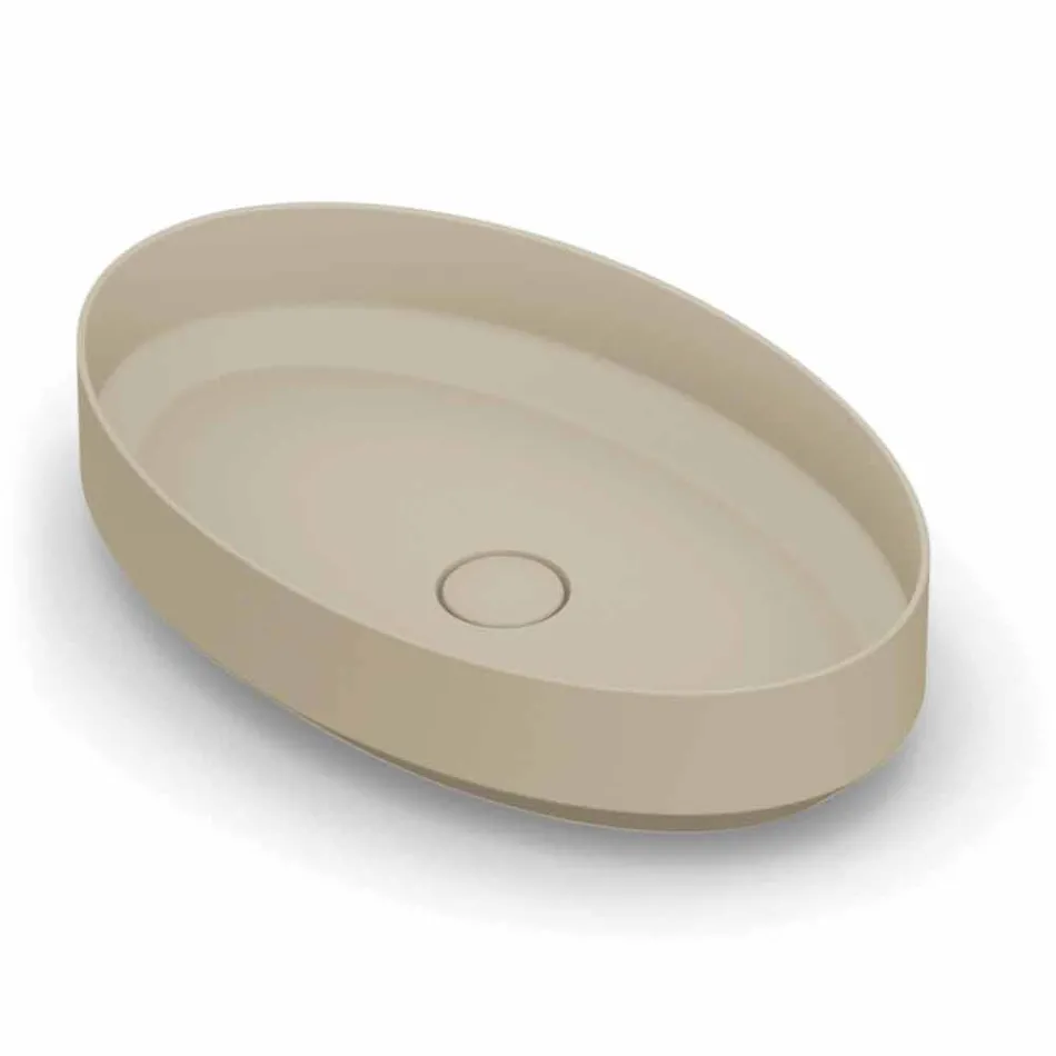 Lavabo ovale da appoggio in ceramica di design made in Italy, Yoel Viadurini