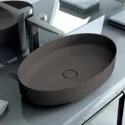 Lavabo ovale da appoggio in ceramica di design made in Italy, Yoel Viadurini