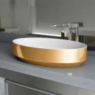 Lavabo ovale da appoggio in ceramica di design made in Italy, Yoel Viadurini