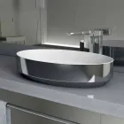 Lavabo ovale da appoggio in ceramica di design made in Italy, Yoel Viadurini