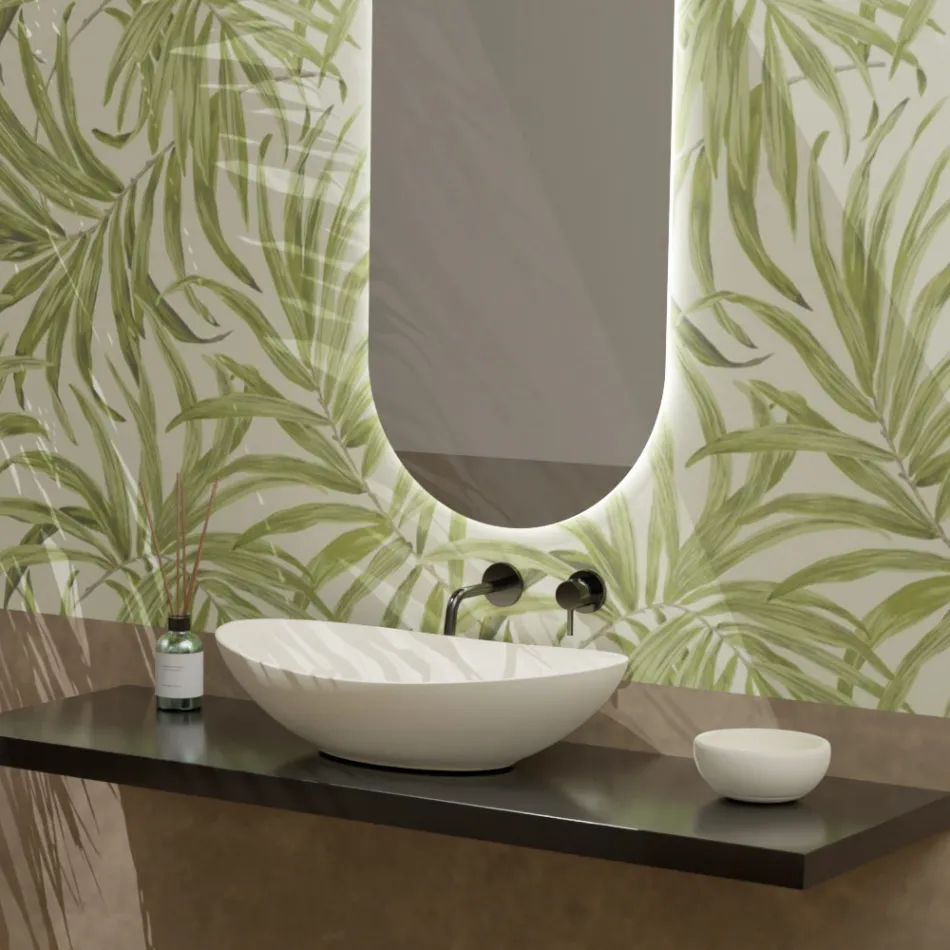 Lavabo Ovale da Appoggio in Ceramica L 60 cm Realizzato in Italia - Jumper Viadurini