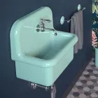 Lavabo per Arredare il Bagno in Ceramica Monocolore Verde Acqua - Jasmine Viadurini