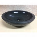 Lavabo per bagno da appoggio di design in pietra naturale nera Ziva