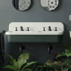 Lavabo per il Bagno Doppio con Struttura Rettangolare e in Ceramica - Kevin Viadurini