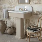 Lavabo per il Bagno Forma Rettangolare in Ceramica con Colonna - Noah Viadurini