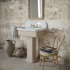 Lavabo per il Bagno Forma Rettangolare in Ceramica con Colonna - Noah Viadurini