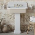 Lavabo per il Bagno Forma Rettangolare in Ceramica con Colonna - Noah