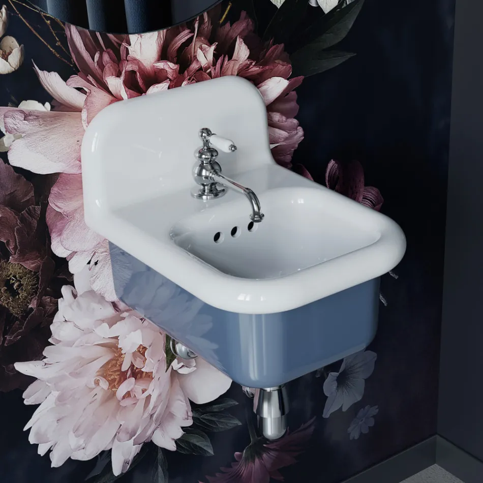 Lavabo per il Bagno Rettangolare Sospeso in Ceramica - Elodie Viadurini