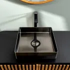 Lavabo Quadrato da Appoggio in Acciaio Inox in Diverse Finiture - Calendula Viadurini