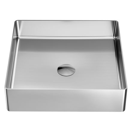 Lavabo Quadrato da Appoggio in Acciaio Inox in Diverse Finiture - Calendula Viadurini