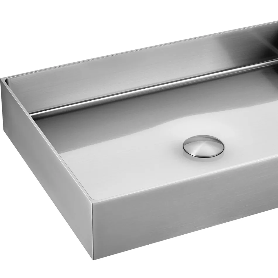Lavabo Rettangolare da Appoggio in Acciaio Inox in Diverse Finiture - Camelia  Viadurini