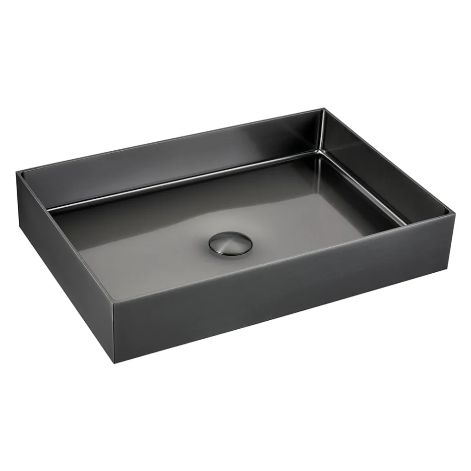 Lavabo Rettangolare da Appoggio in Acciaio Inox in Diverse Finiture - Camelia  Viadurini