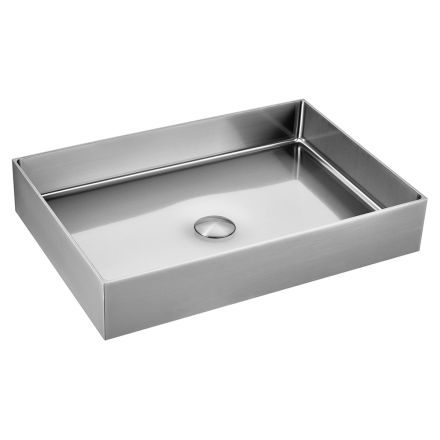 Lavabo Rettangolare da Appoggio in Acciaio Inox in Diverse Finiture - Camelia  Viadurini