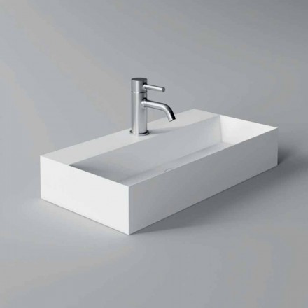 Lavabo Rettangolare da Appoggio o Sospeso Moderno 60x30 cm in Ceramica - Act Viadurini