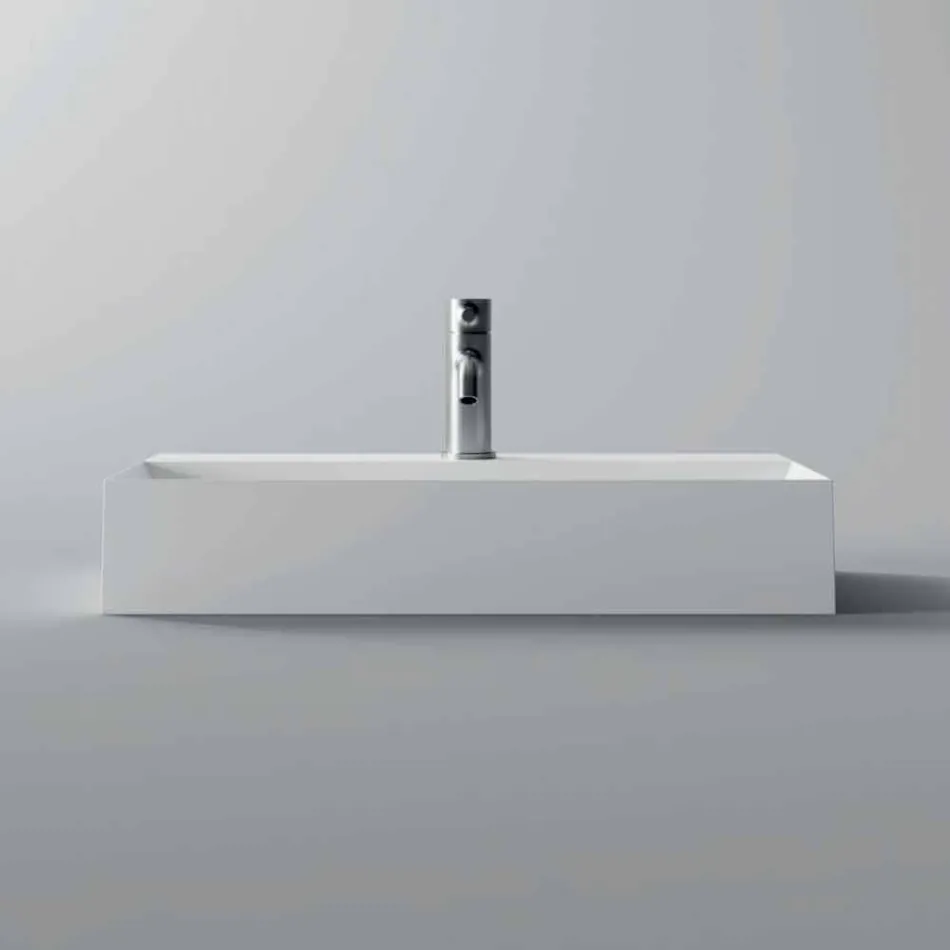 Lavabo Rettangolare da Appoggio o Sospeso Moderno 60x30 cm in Ceramica - Act Viadurini