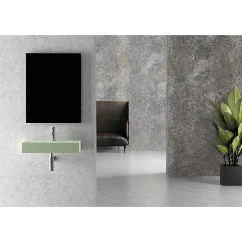 Lavabo Rettangolare da Appoggio o Sospeso Moderno 60x30 cm in Ceramica - Act Viadurini