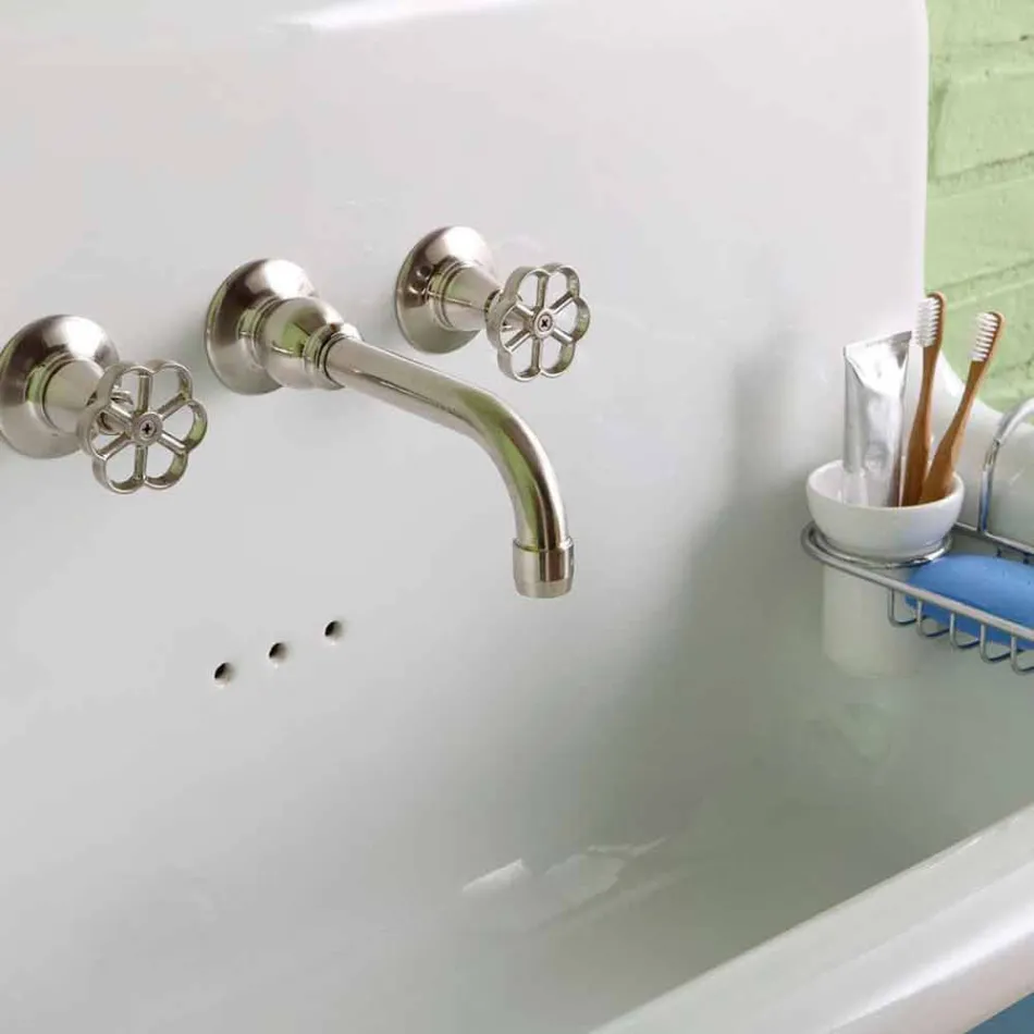 Lavabo rettangolare da muro in ceramica dallo stile moderno Henry Viadurini