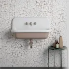 Lavabo rettangolare da muro in ceramica dallo stile moderno Henry Viadurini