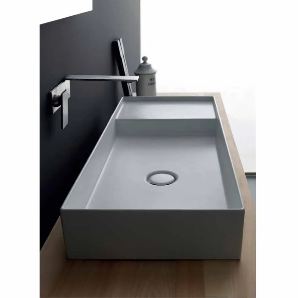 Lavabo rettangolare moderno in ceramica colorata Icon Alice Ceramica Viadurini