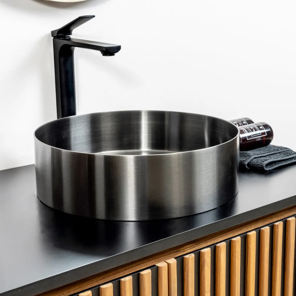 Lavabo Rotondo da Appoggio in Acciaio Inox in Diverse Finiture - Fiordaliso  Viadurini