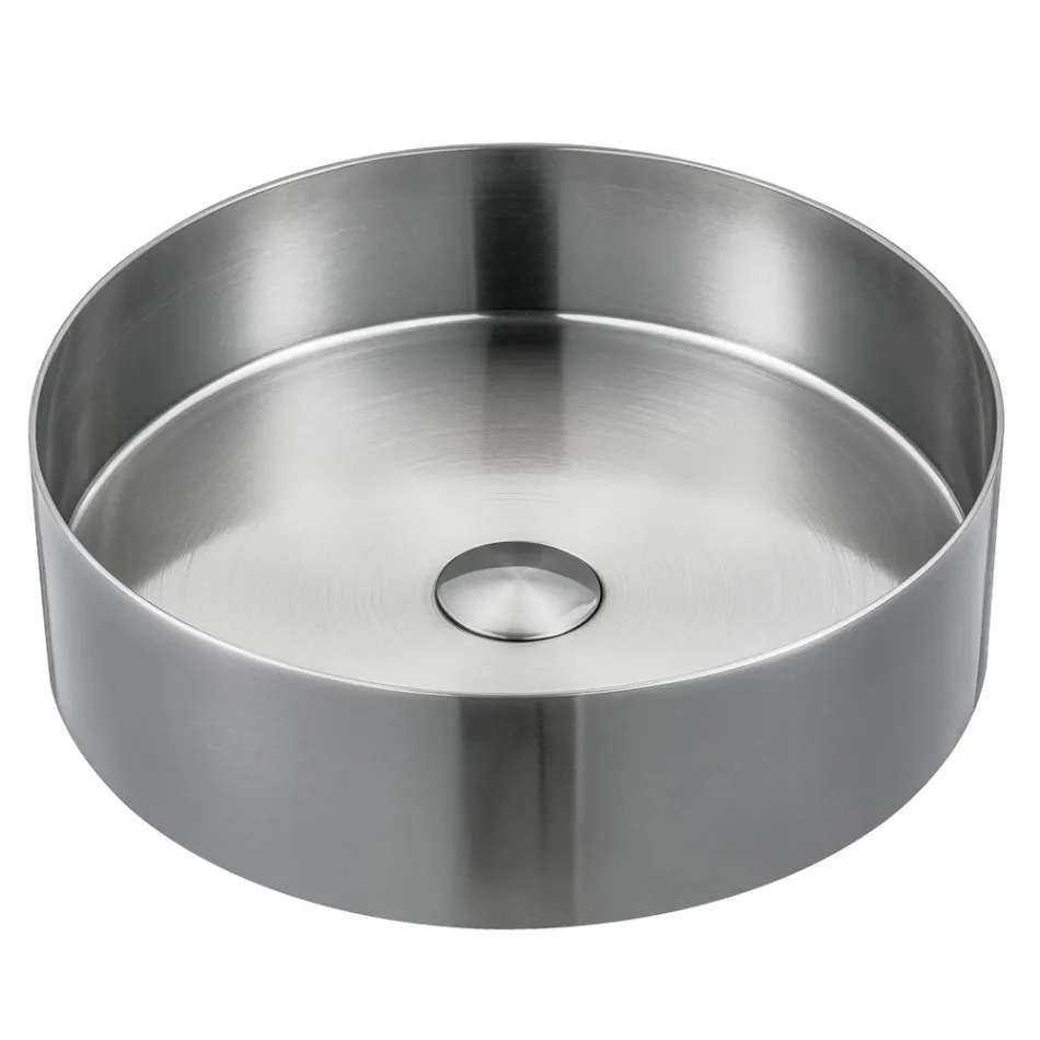 Lavabo Rotondo da Appoggio in Acciaio Inox in Diverse Finiture - Fiordaliso  Viadurini