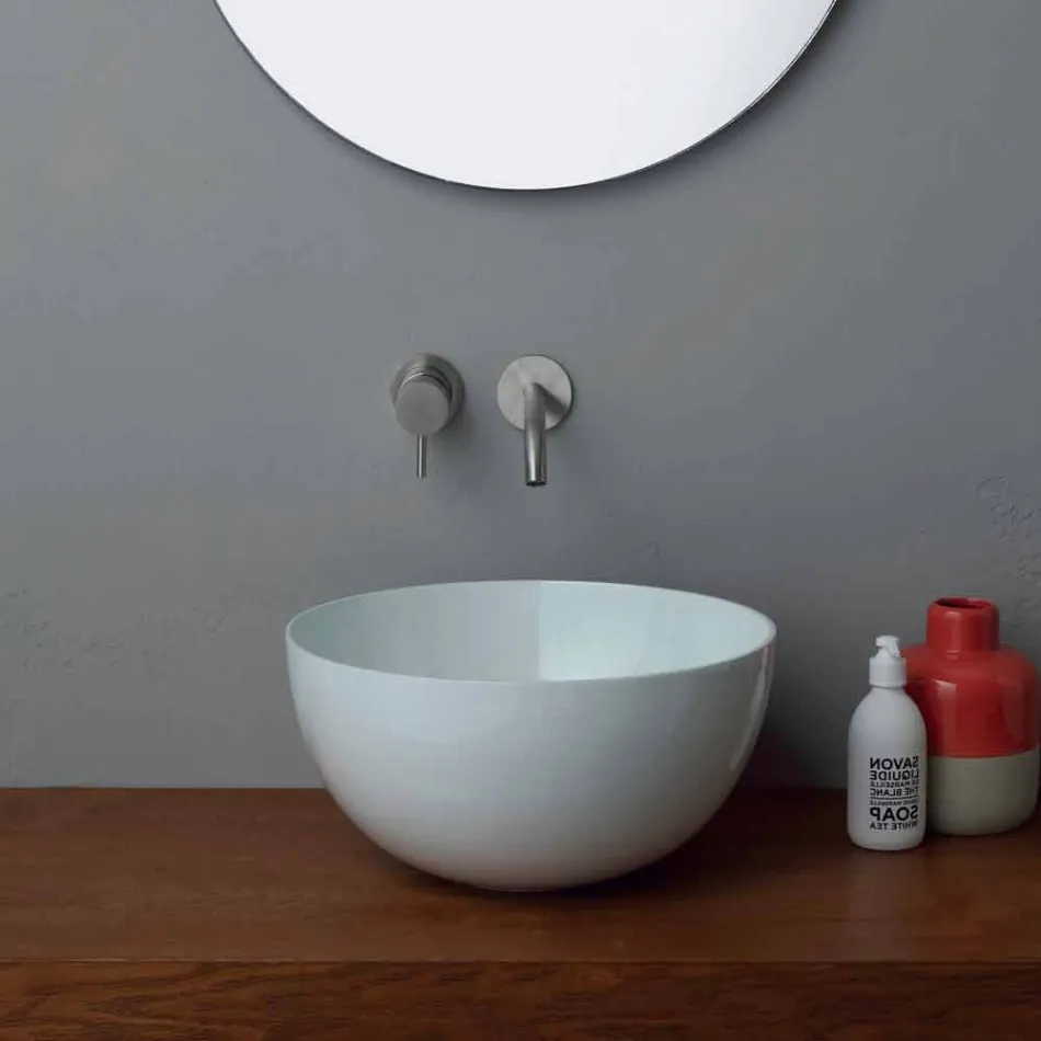Lavabo rotondo da appoggio in ceramica design moderno Star Round 40 cm Viadurini