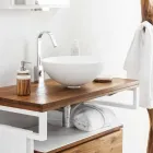 Lavabo Rotondo da Appoggio in Resina Finitura Bianco Ottico - Circle Viadurini