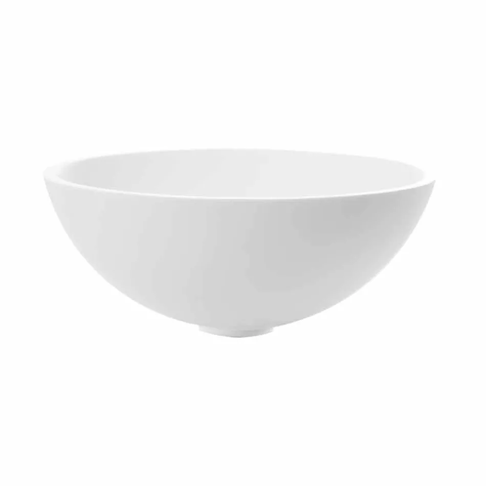 Lavabo Rotondo da Appoggio in Resina Finitura Bianco Ottico - Circle Viadurini
