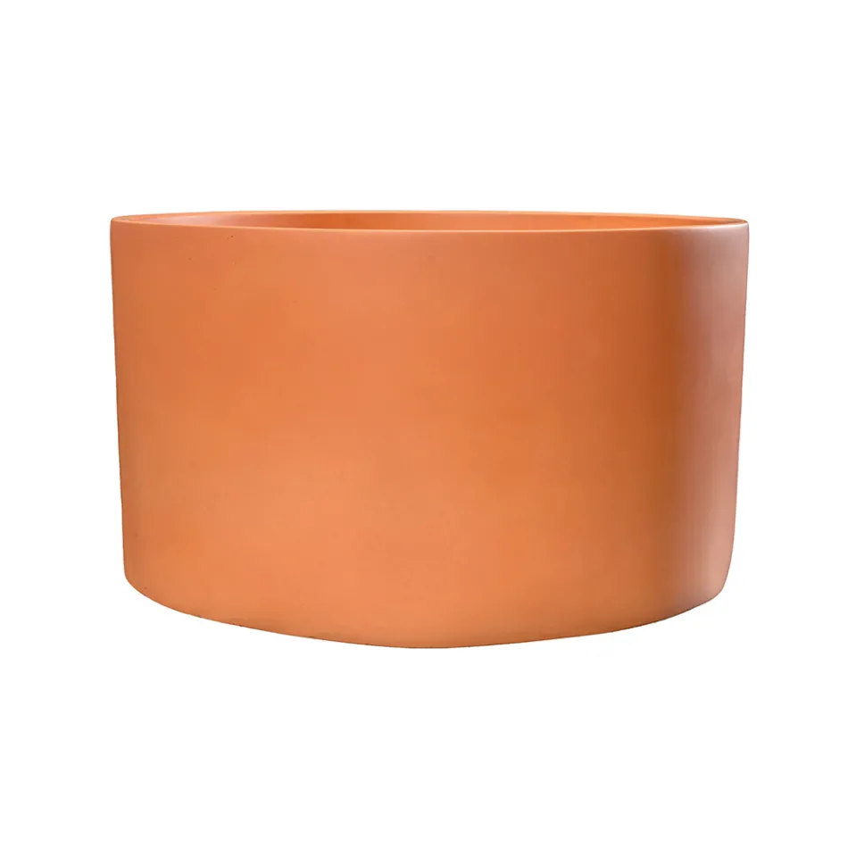 Lavabo Rotondo da Appoggio Realizzato in Terrazzo Arancio Mali  - Azalea  Viadurini