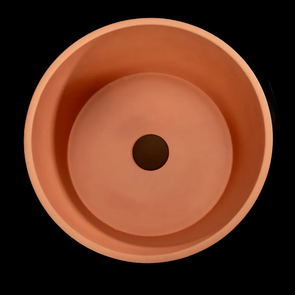 Lavabo Rotondo da Appoggio Realizzato in Terrazzo Arancio Mali  - Azalea  Viadurini