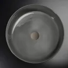 Lavabo Rotondo Grigio in Argilla Fatto a Mano Made in Italia - Tatiana  Viadurini