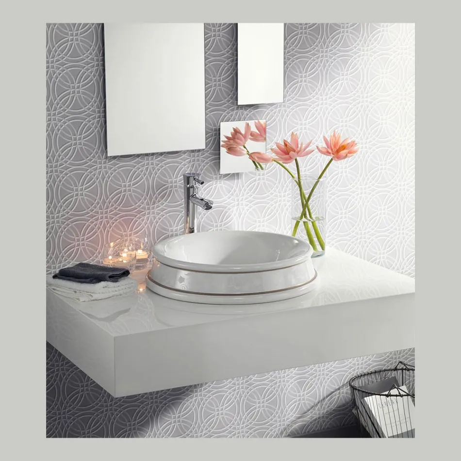 Lavabo Semincasso da Bagno Realizzato in Fire Clay Made in italy - Erasmo Viadurini