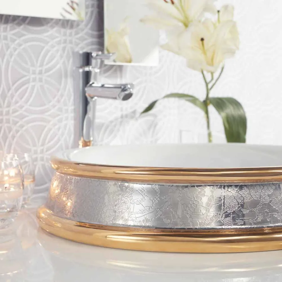 Lavabo semincasso di design in fire clay fatto a mano in Italia,Manilo Viadurini