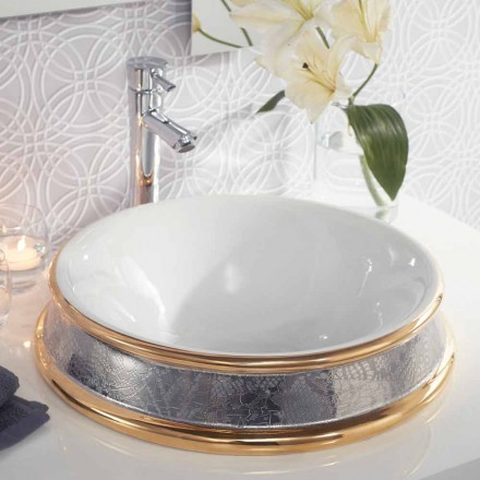 Lavabo semincasso di design in fire clay fatto a mano in Italia,Manilo Viadurini