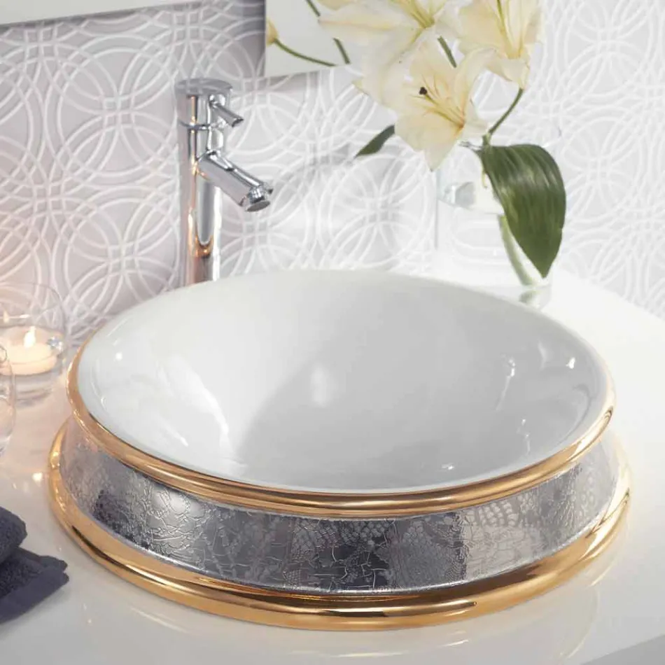Lavabo semincasso di design in fire clay fatto a mano in Italia,Manilo Viadurini