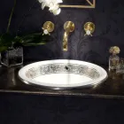 Lavabo Semincasso in Fire Clay con Banda in Diverse Finiture - Botticino Viadurini