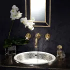 Lavabo Semincasso in Fire Clay con Banda in Diverse Finiture - Botticino Viadurini
